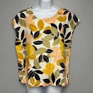 Rachel Zoe 100% Linen Tropical Beach Resortwear Sleeveless Boxy Tunic Women Sz L